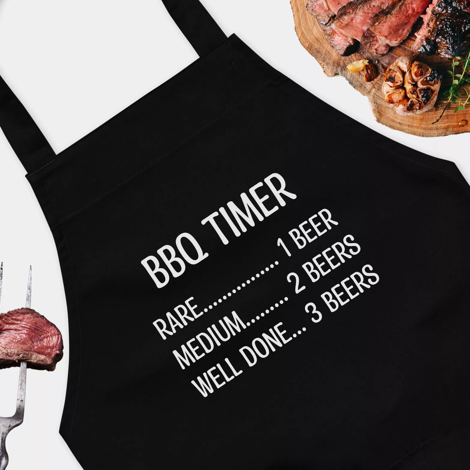 BBQ Timer Funny BBQ Grilling Apron - Barbecue Grill Gift Ideas - Funny Apron for Men BBQ Gift