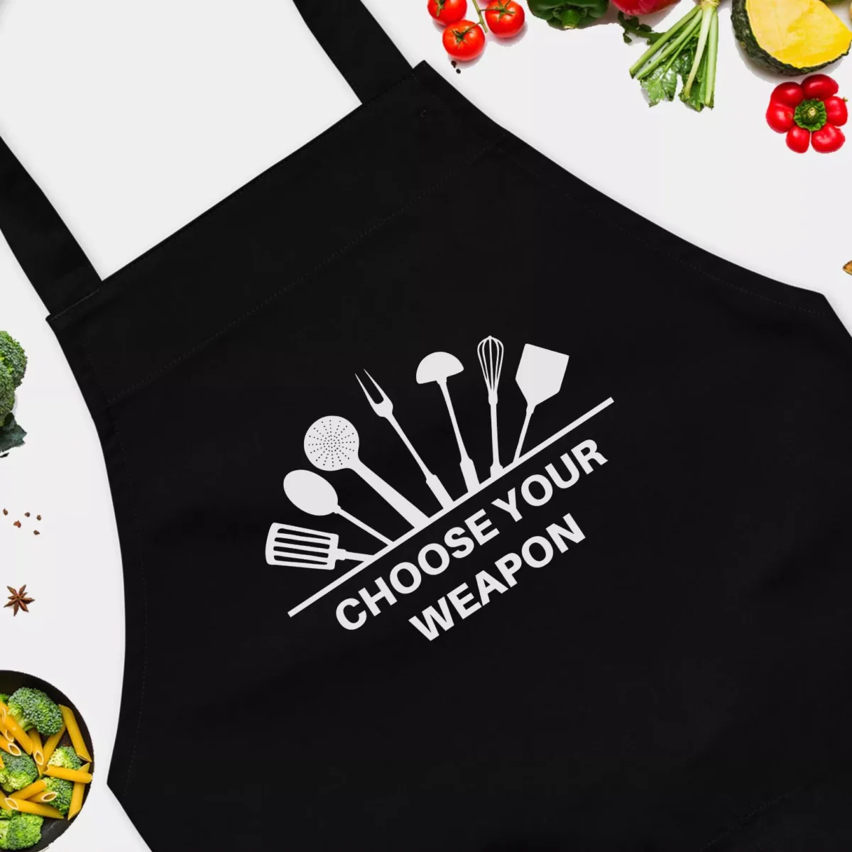 Choose Your Weapon Funny Chef Apron - For Baking BBQ Grilling Cooking