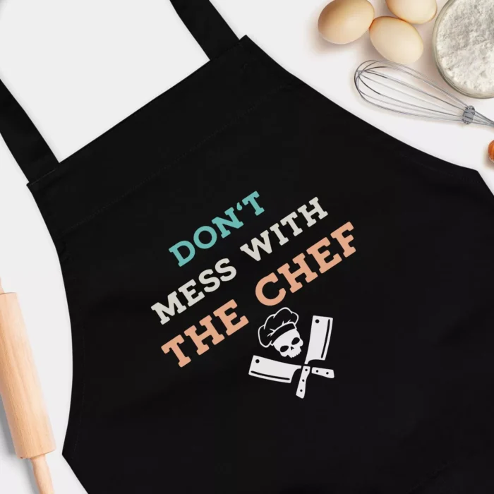 Don't Mess With The Chef Funny Chef Apron - Chef Kitchen Cooking Baking Grilling Apron - Fun Novelty Gift for Chefs