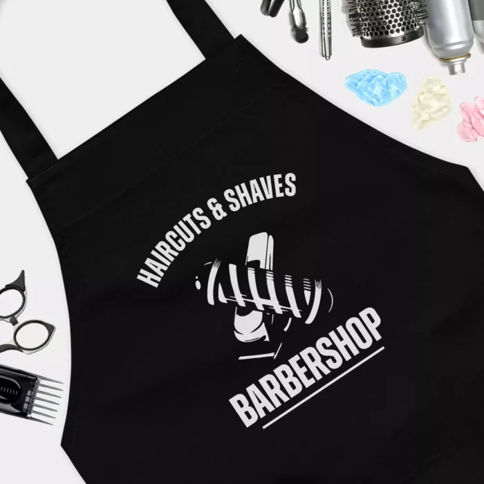 Haircuts And Shaves Barbershop Apron - Salon Aprons for Barbershop - Hairstylist Apron for Women Men - Barber Gifts - Barbers Must Haves