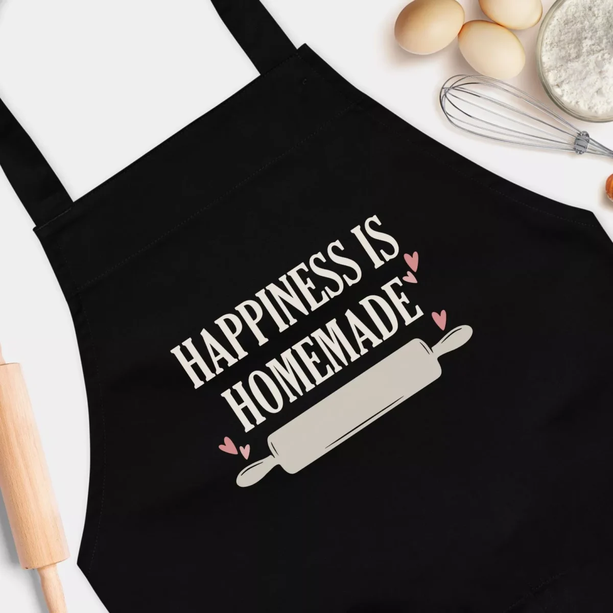 Happiness is Homemade Funny Baking Apron - Home Kitchen Apron Gift For Mom - Dad Chef To Bake And Cook
