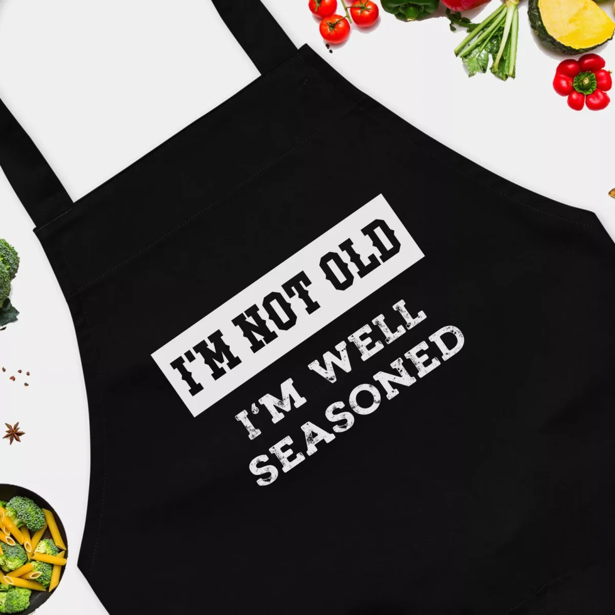 I'm Not Old I'm Well Seasoned Apron - Funny Apron for Old Men - Experienced Chef BBQ Grill Apron - Funny Apron for Grandfathers