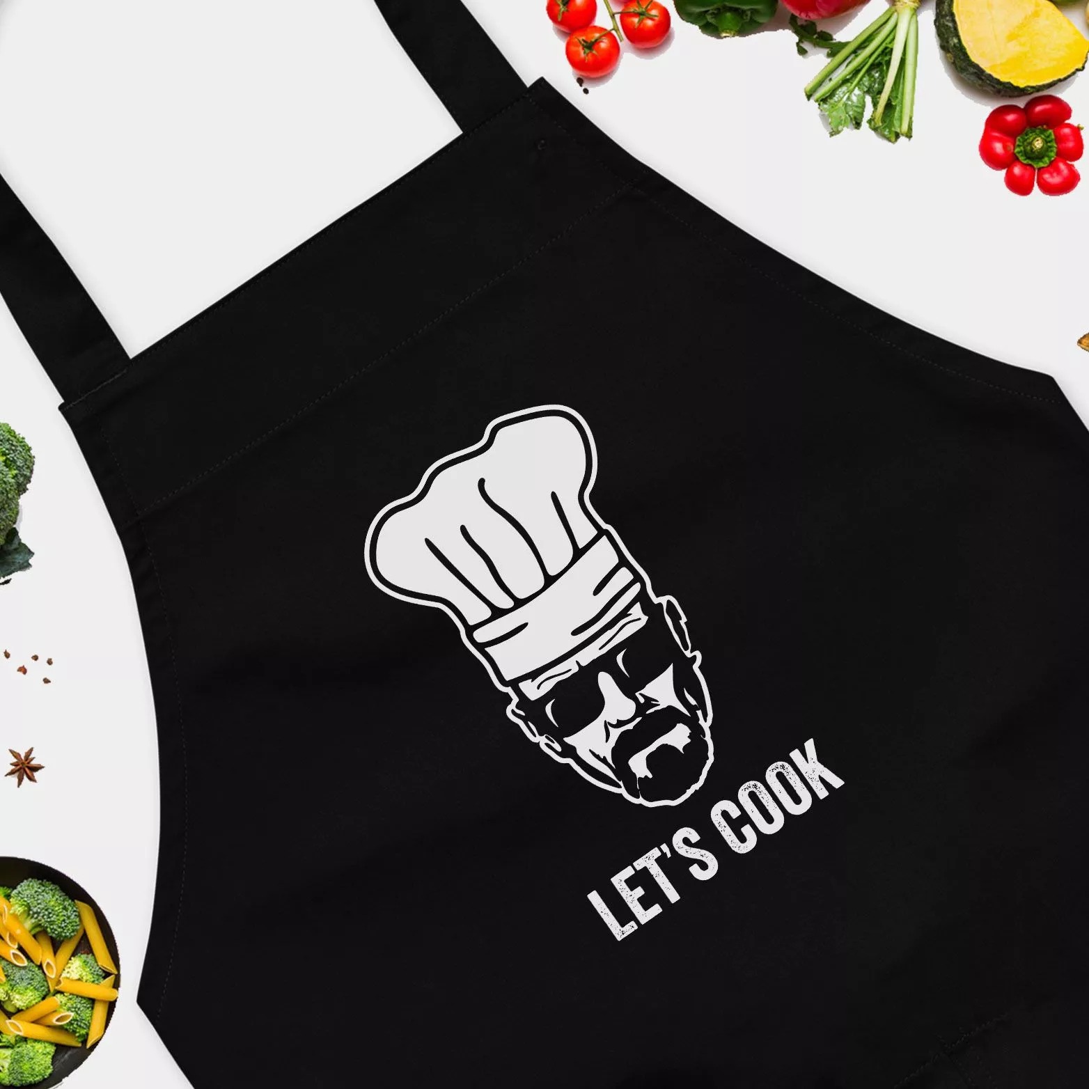 Let's cook Funny BBQ Apron For Men - Funny Mens Kitchen Aprons - Barbecue Grillmaster Meat Smoking - Fathers Day Grilling Apron