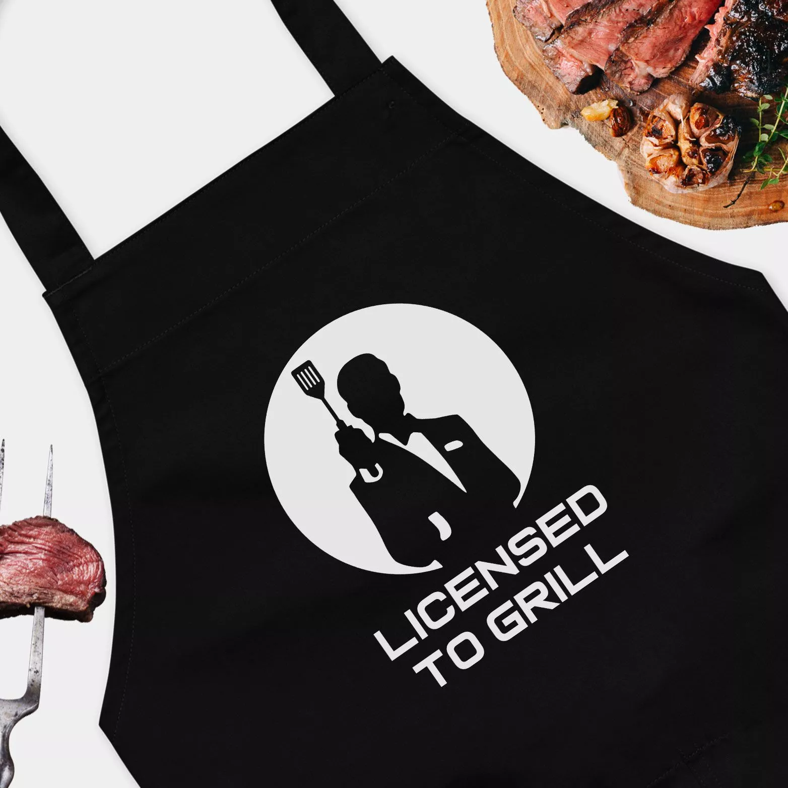 Licensed to Grill Funny Apron For Men - Kitchen Cooking Novelty Barbeque Gift for Dad Apron