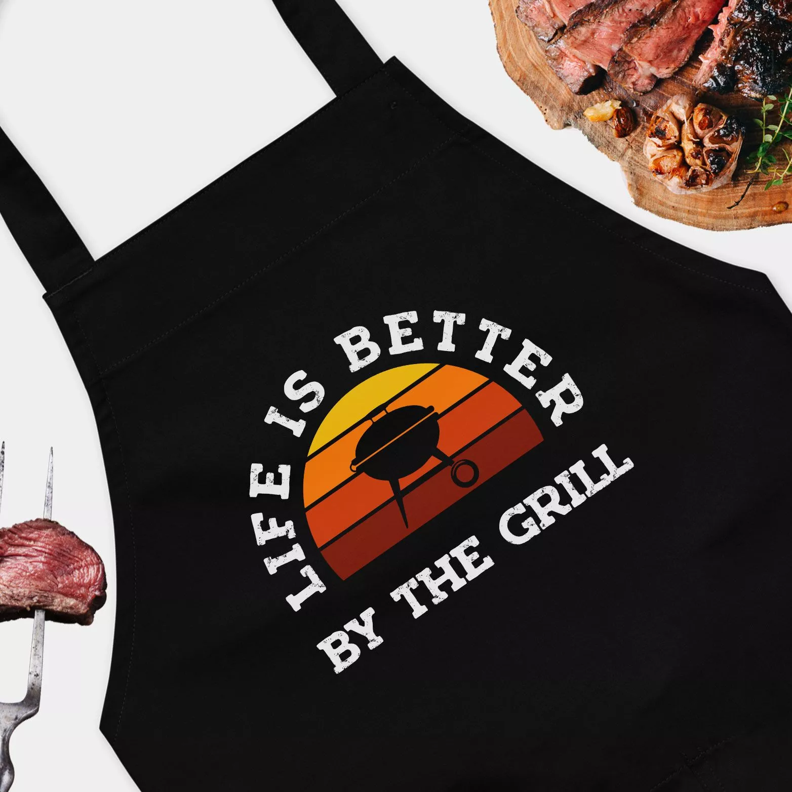 Life Is Better By The Grill Dads BBQ Meat Grilling Apron