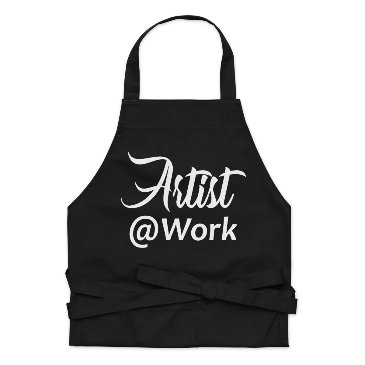 organic-cotton-apron-black-front-6605e68d94f7a.jpg Artist At Work Artist Painting Apron - For Artists And Painters Working Studio