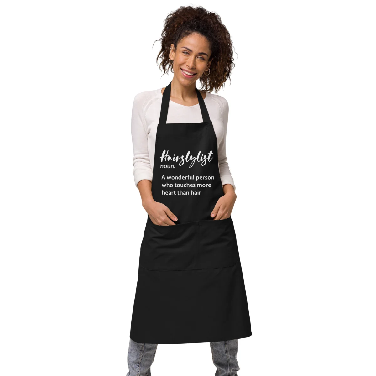 Hair Stylist Definition Apron - A Wonderful Person Who Touches More Heart Than Hair Apron - Perfect Gift for Hairdressers or Hairstylists - Beauty Salon Aprons