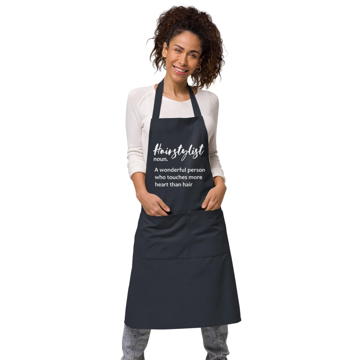 Hair Stylist Definition Apron - A Wonderful Person Who Touches More Heart Than Hair Apron - Perfect Gift for Hairdressers or Hairstylists - Beauty Salon Aprons