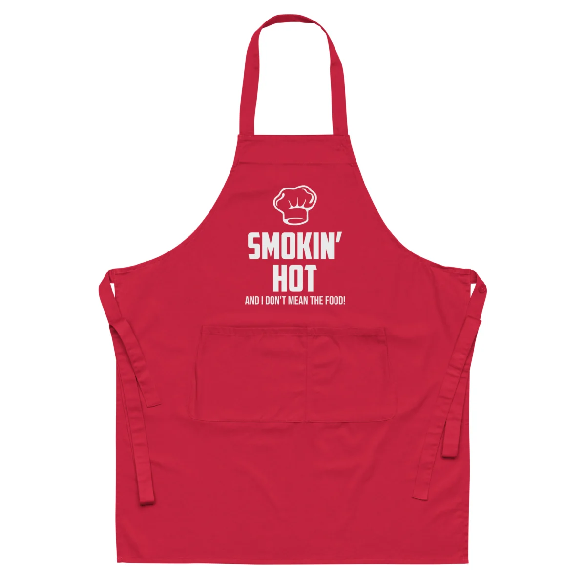 organic-cotton-apron-red-front-6604d181f0699.jpg Smoking Hot And I Don't Mean The Food Funny Hot Chef Apron - For Young Hot Chef Cooks