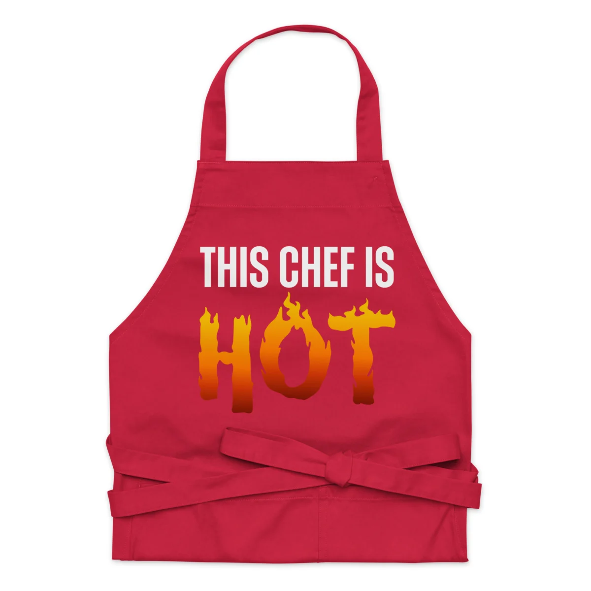 organic-cotton-apron-red-front-6604db9bd6531-1.jpg This Chef Is Hot Funny Chef Apron - For Men And Women Cooking Grilling Baking