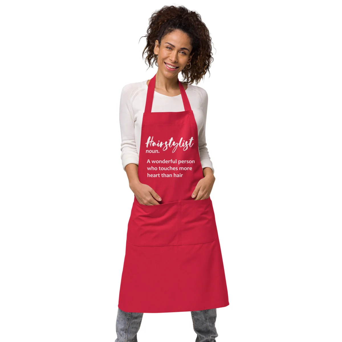 Hair Stylist Definition Apron - A Wonderful Person Who Touches More Heart Than Hair Apron - Perfect Gift for Hairdressers or Hairstylists - Beauty Salon Aprons