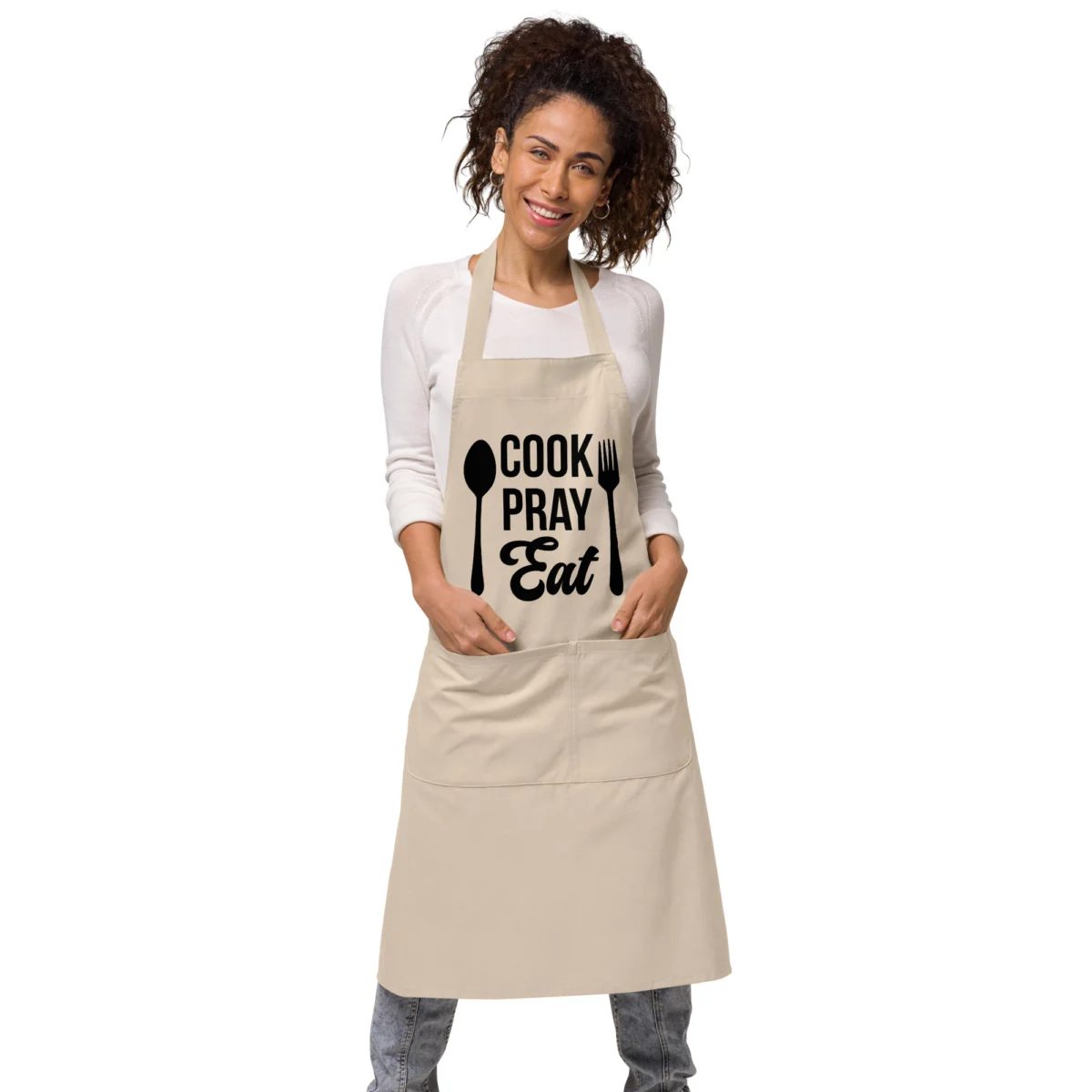 Cook Pray Eat Funny Chef Christian Thankful Religious Apron - For Family