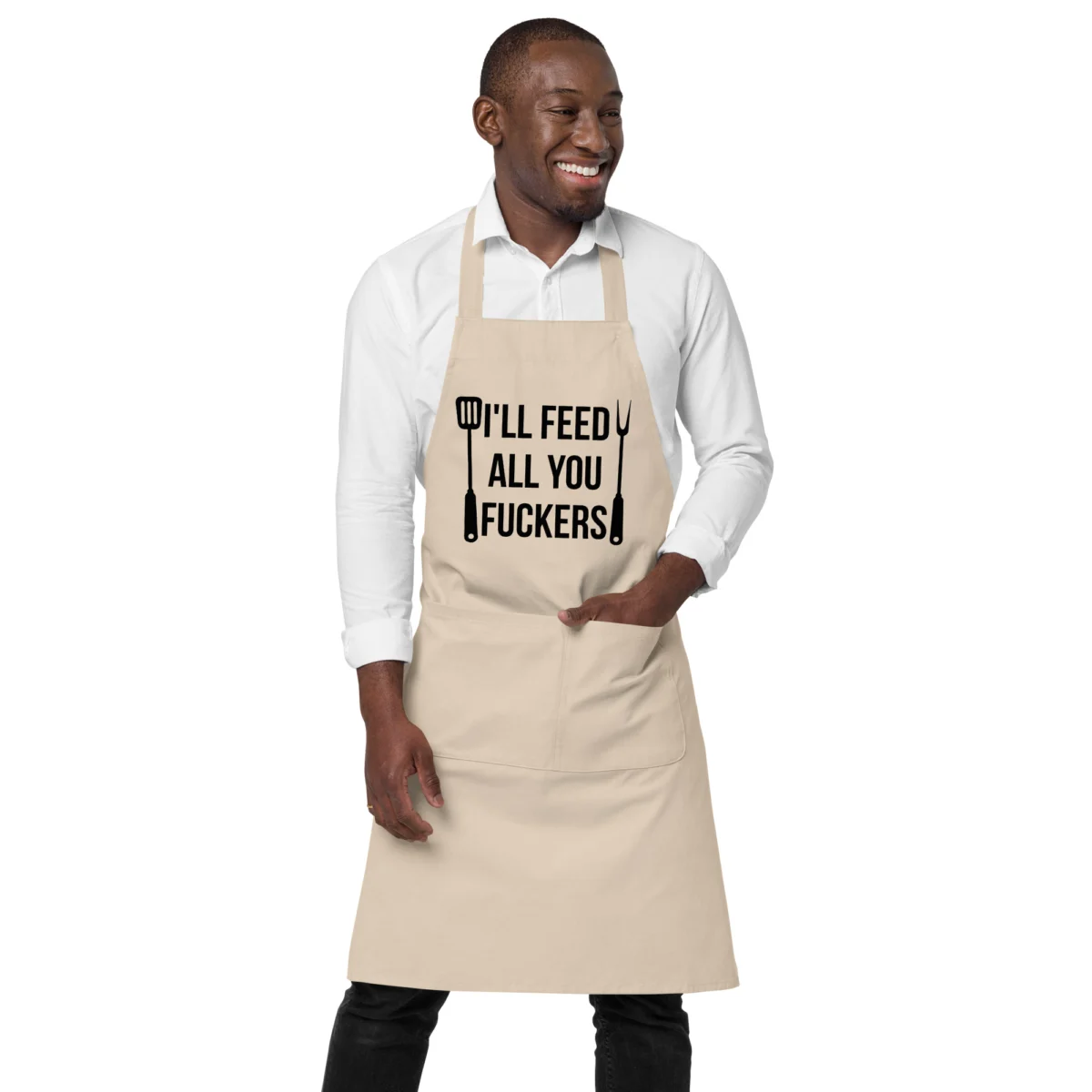 organic-cotton-apron-rope-front-660607ee4f3c7.jpg I'll Feed All You Fuckers Funny Chef Apron - For Adults