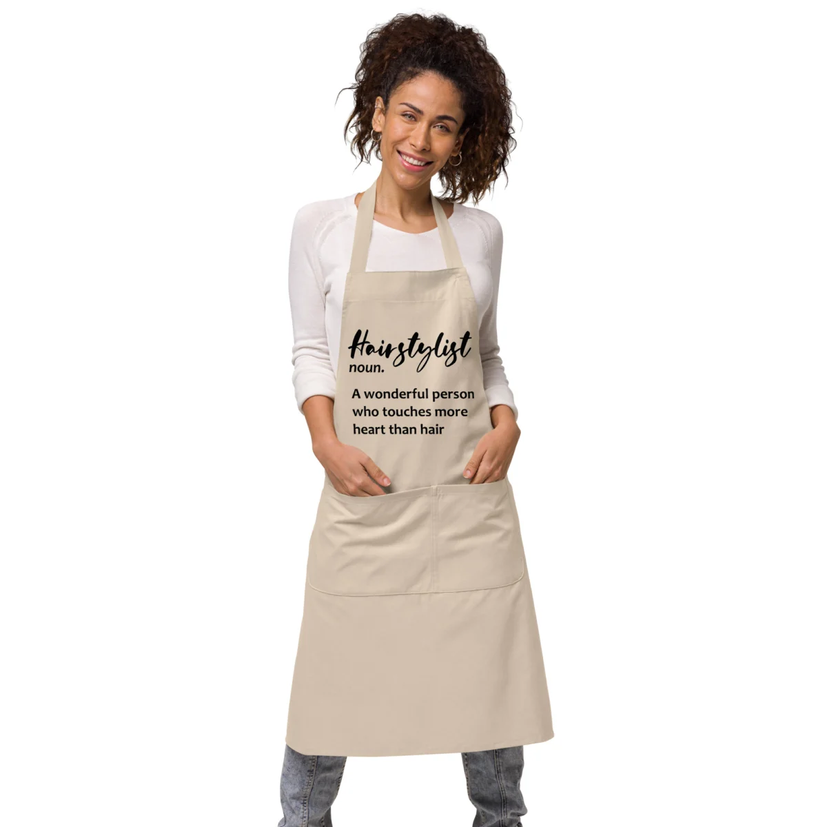 Hair Stylist Definition Apron - A Wonderful Person Who Touches More Heart Than Hair Apron - Perfect Gift for Hairdressers or Hairstylists - Beauty Salon Aprons