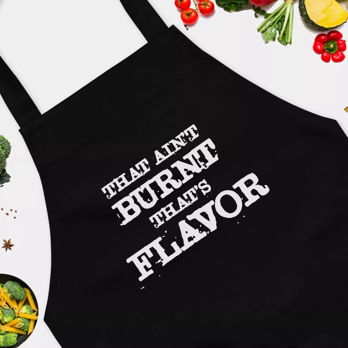 That's Not Burnt That's Flavor Funny Kitchen Apron - Funny Apron for Men - BBQ Grill Apron - Funny Apron for Dad - Funny BBQ Apron