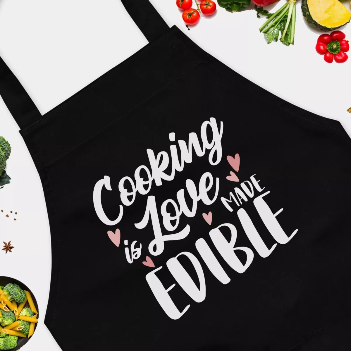 Cooking is Love Made Edible Apron - Chefs Funny Aprons for Men and Women - Funny Kitchen BBQ Apron - Valentines Love Kitchen Cooking Apron for Chef
