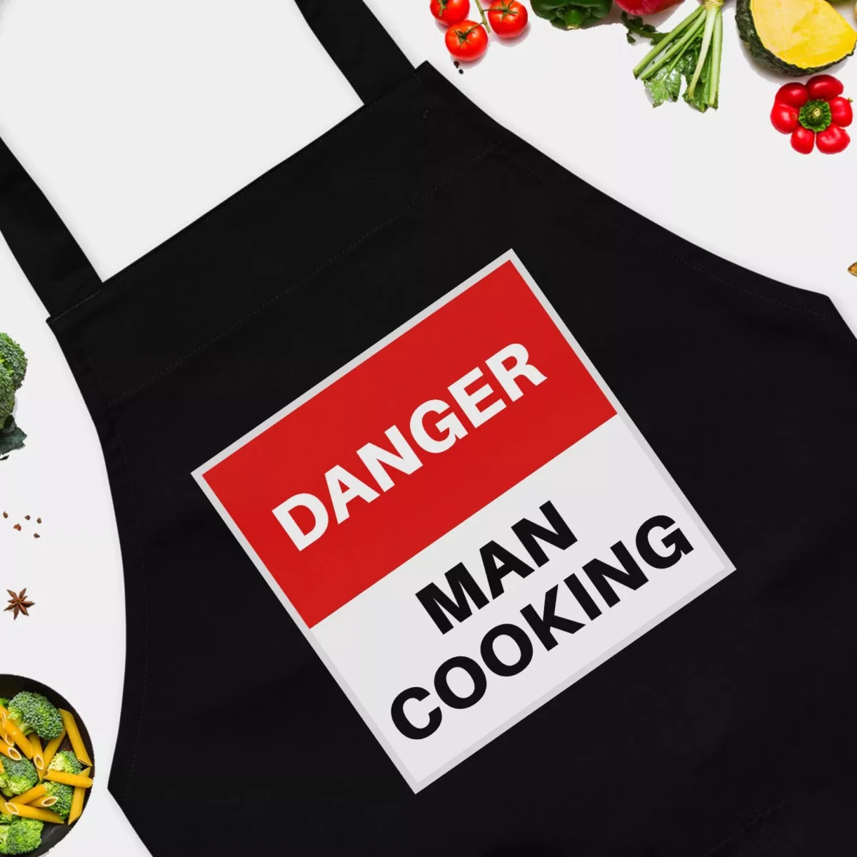 Danger Man Cooking Barbecue Apron - Funny Men's Cooking Apron - Kitchen BBQ Novelty Chef Apron for Men
