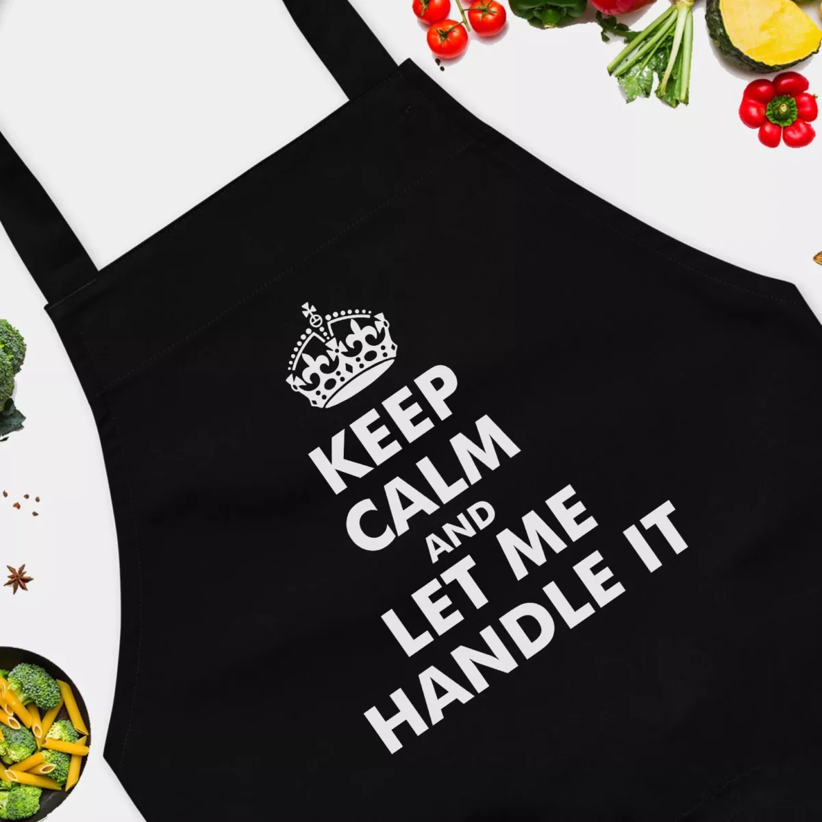 Keep Calm And Let Me Handle It Funny Chef Apron - Cooking, Grilling, Baking Apron for Men and Women - BBQ Novelty Cooking Apron - Grill Master Dad Gift