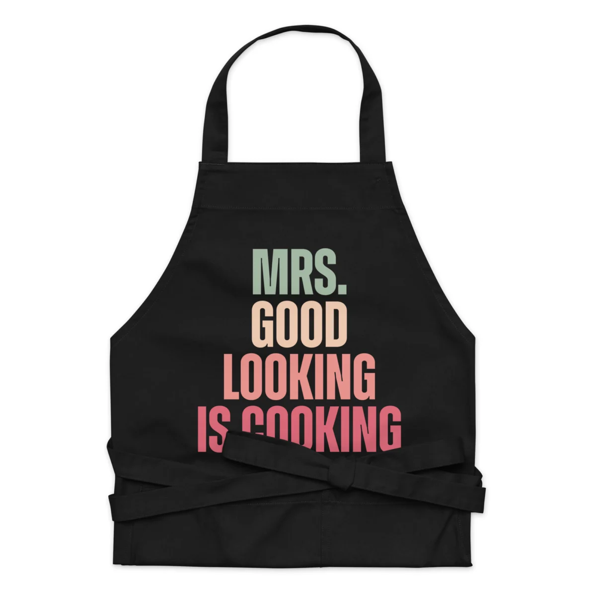 organic-cotton-apron-black-front-6610f6c7314b0.jpg Mrs. Good Lookin' is Cookin' Funny Chef Apron - Cooking & Kitchen Apron For Women - Present for Girlfriend, Mother's Day