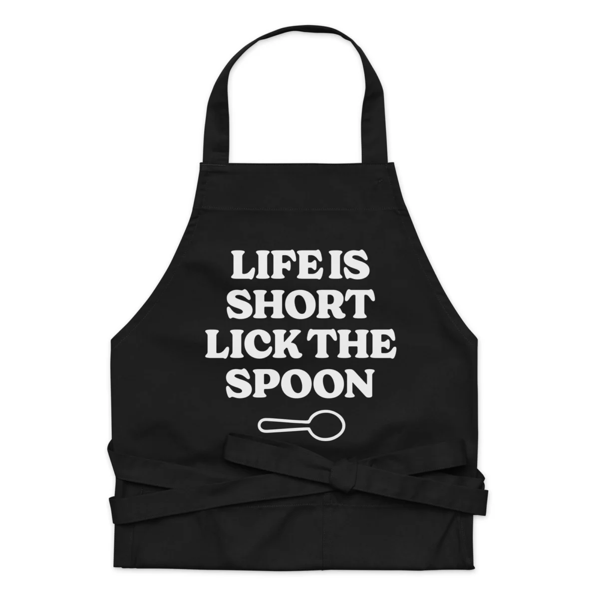Life Is Short Lick The Spoon Funny Apron - Funny Kitchen Sayings - Funny Aprons for Men - Gift for Her - Chef Kitchen, BBQ, Baking Apron - Father Day Gift For Dad