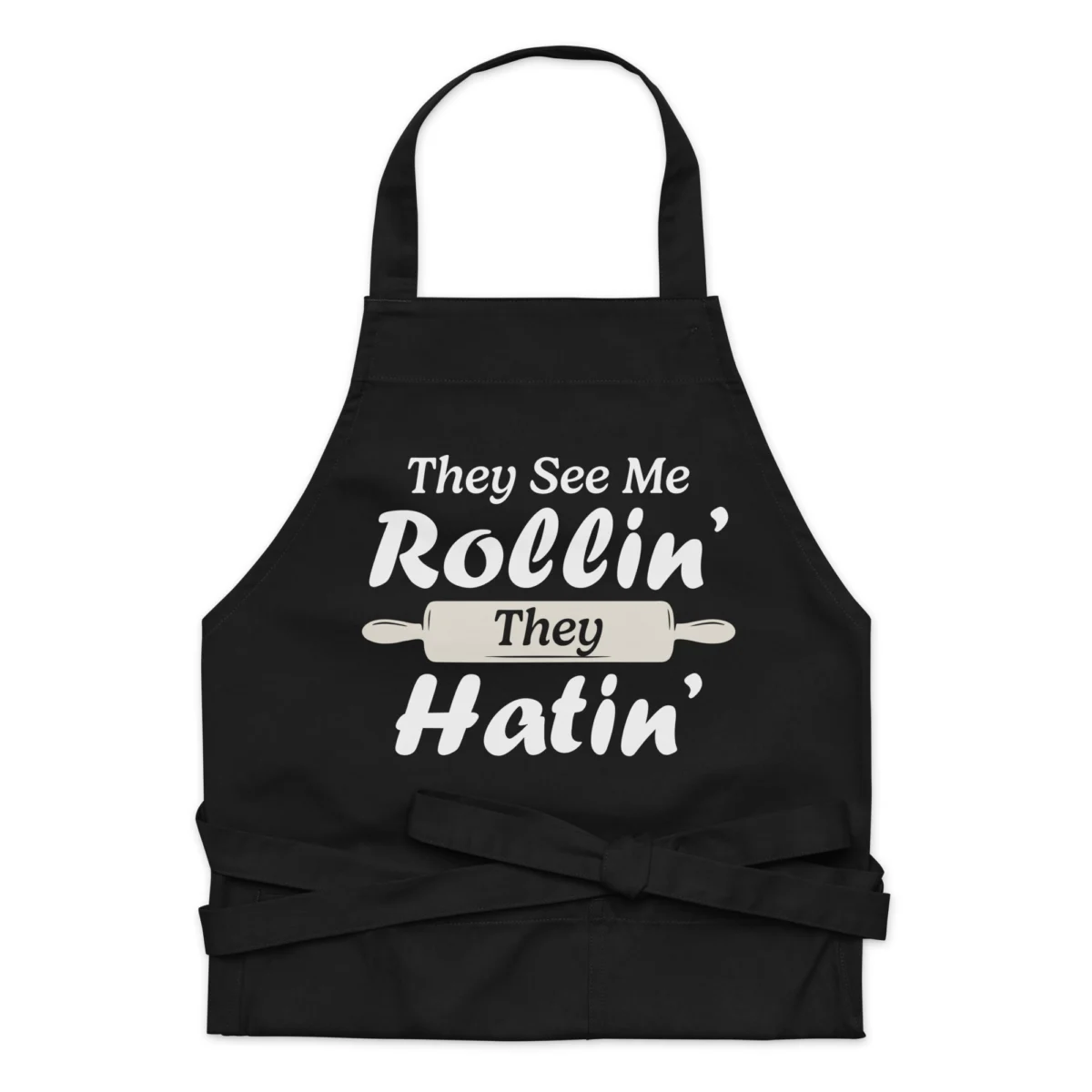 They See Me Rollin' They Hatin' Funny Baking Apron - Funny Kitchen Gift for Baker Mom, Dad for Bakery - for Cooking Baking Gardening