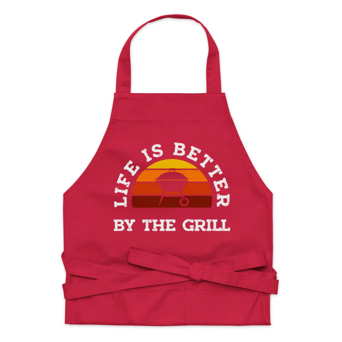 organic-cotton-apron-red-front-660bd50e21234.jpg Life Is Better By The Grill Dads BBQ Meat Grilling Apron - For Men