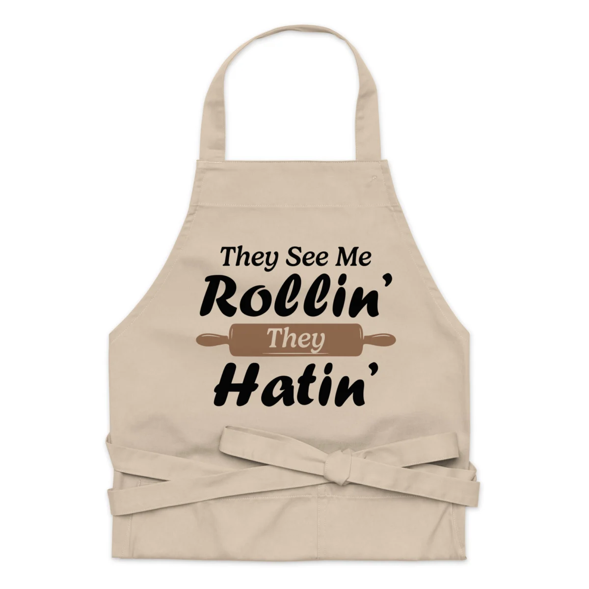 They See Me Rollin' They Hatin' Funny Baking Apron - Funny Kitchen Gift for Baker Mom, Dad for Bakery - for Cooking Baking Gardening