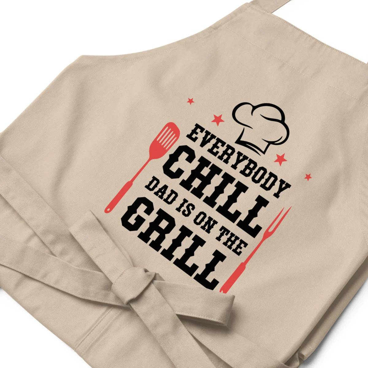 organic-cotton-apron-rope-zoomed-in-660bcf382ceaa.jpg Everybody Chill Dad Is On The Grill Funny Outdoor Grilling Apron - Perfect Gift for BBQ Dads