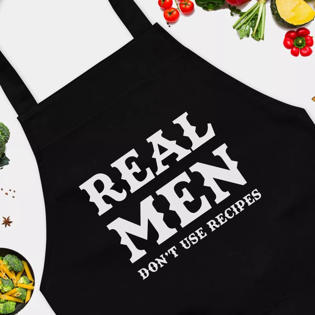 Real Men Don't Use Recipes Apron - Funny BBQ Grilling Apron for Men - Cooking Without Recipes Apron Gift - Unique Cooking Recipe Quote Apron
