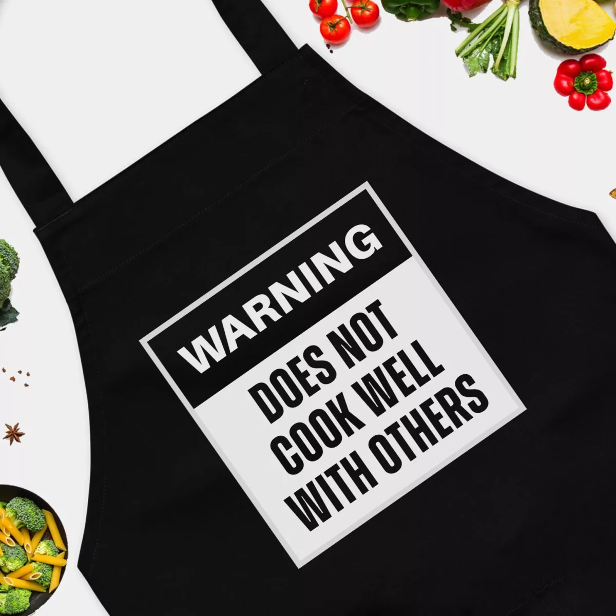 Warning Does Not Cook Well With Others Funny Chef Apron - Funny BBQ Grilling Gift for Dad And Grandpa - Funny Kitchen Apron Cooking Chef Gift - Novelty Cooking Grilling BBQ Apron