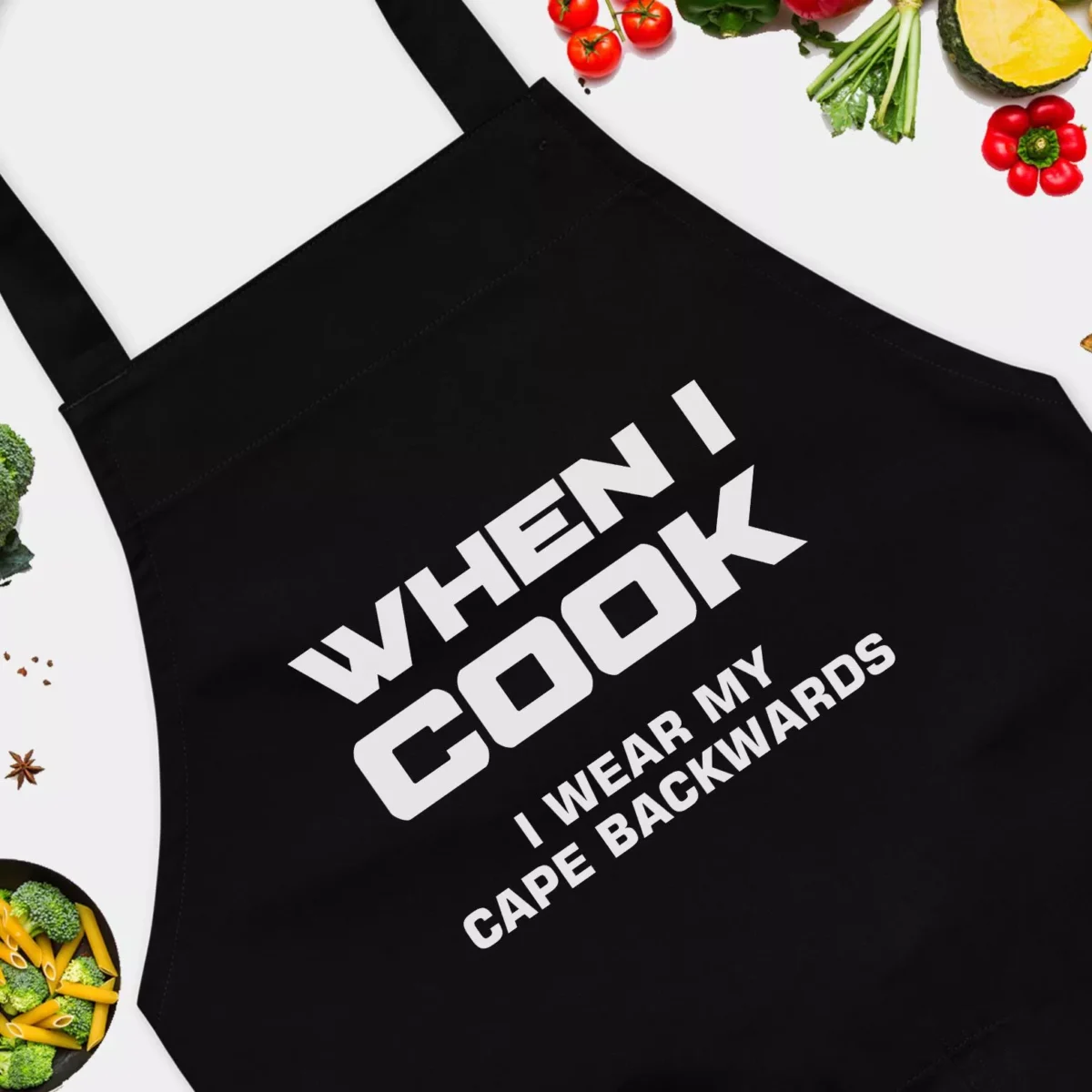 When I Cook I Wear My Cape Backwards Apron - Funny Grilling Apron for Men - BBQ Grill Apron - Funny Chef Apron for Dad