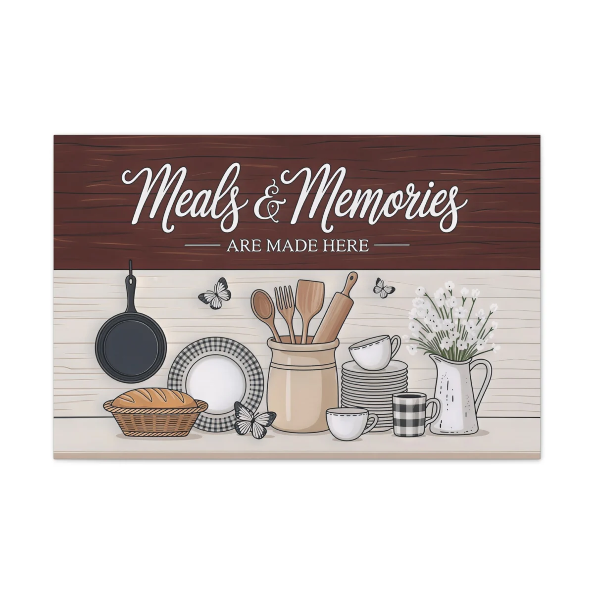 Meals & Memories are made Here Kitchen Canvas Wall Art