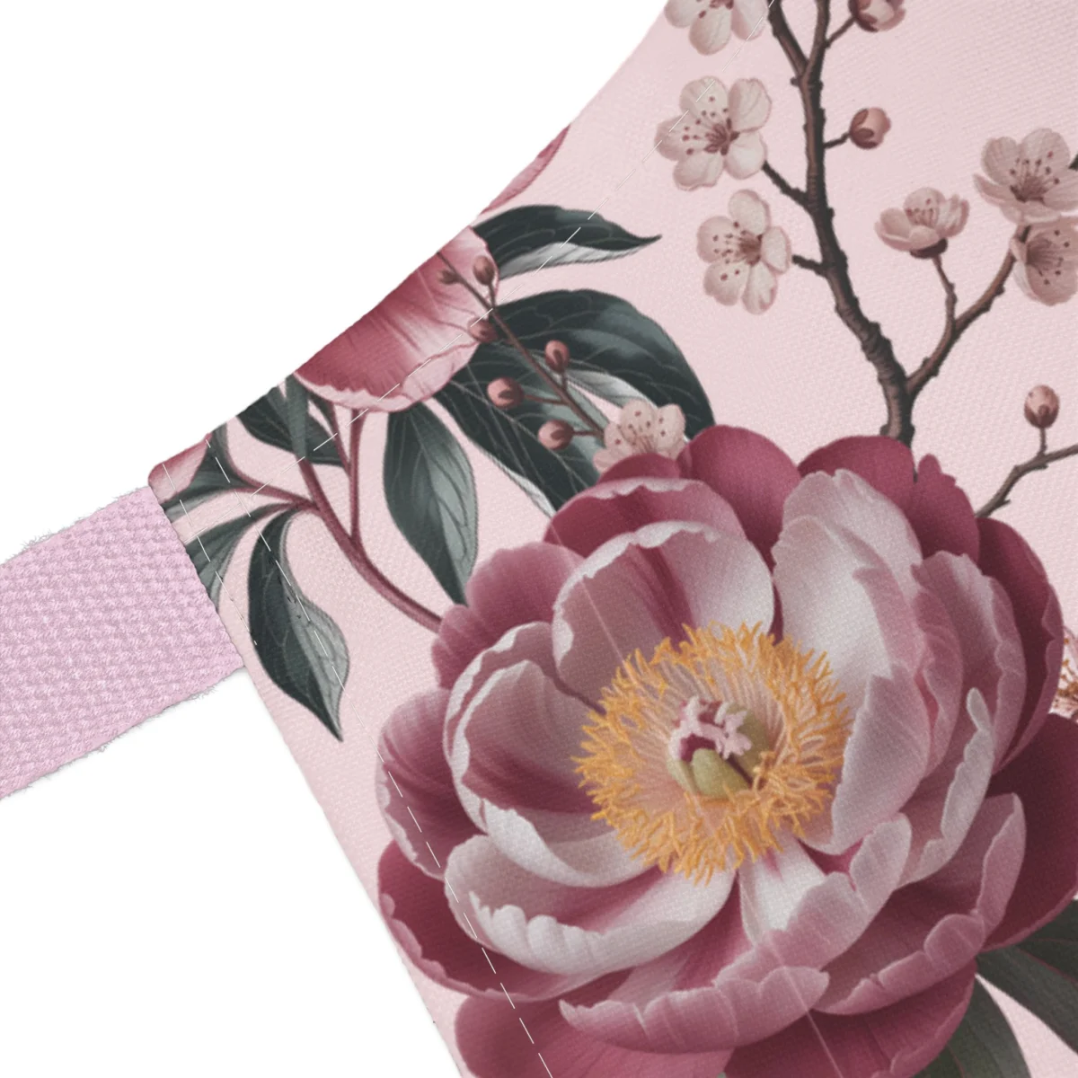 Floral Pink Rose Apron — Vintage Botanical Kitchen Apron with Pink Straps