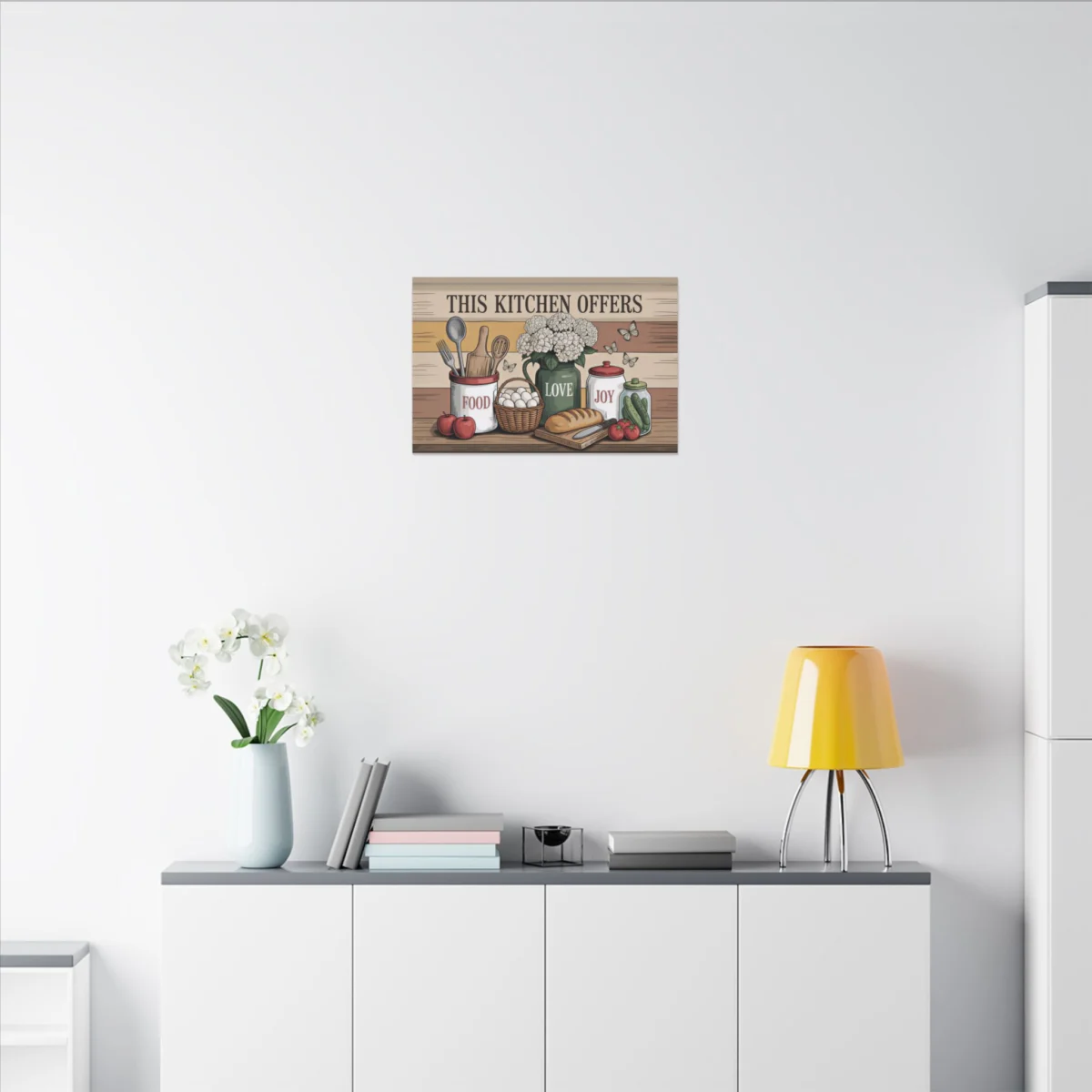 Kitchen Canvas Wall Art — "This Kitchen Offers food, love joy" Rustic Farmhouse Sign