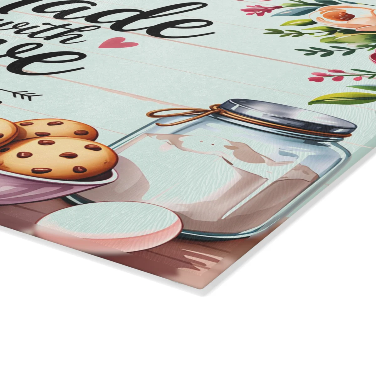 Made with Love Glass Cutting Board – Floral Mom’s Baking Kitchen Decor