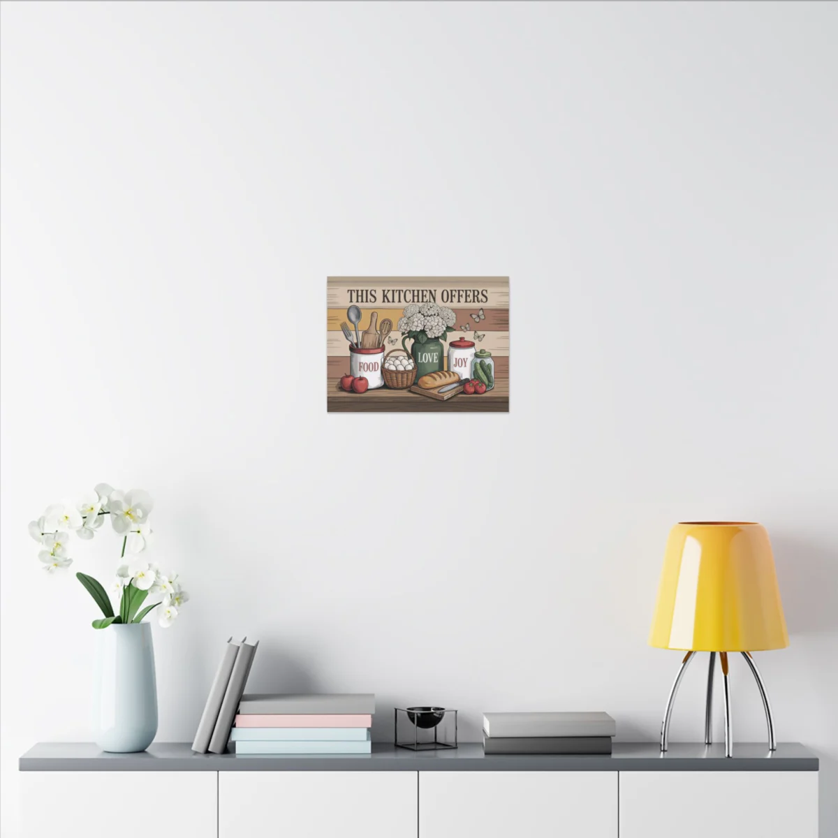 Kitchen Canvas Wall Art — "This Kitchen Offers food, love joy" Rustic Farmhouse Sign