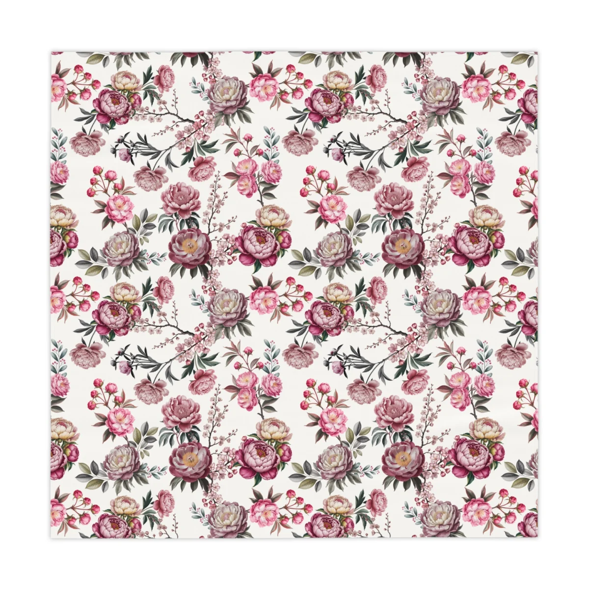 Vintage Pink Floral Tablecloth — Rose Garden Pattern for Spring, Bridal & Tea Parties