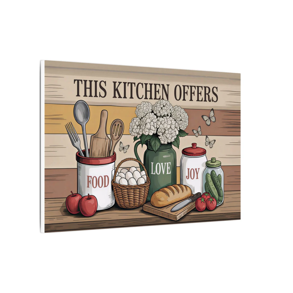 Kitchen Canvas Wall Art — "This Kitchen Offers food, love joy" Rustic Farmhouse Sign
