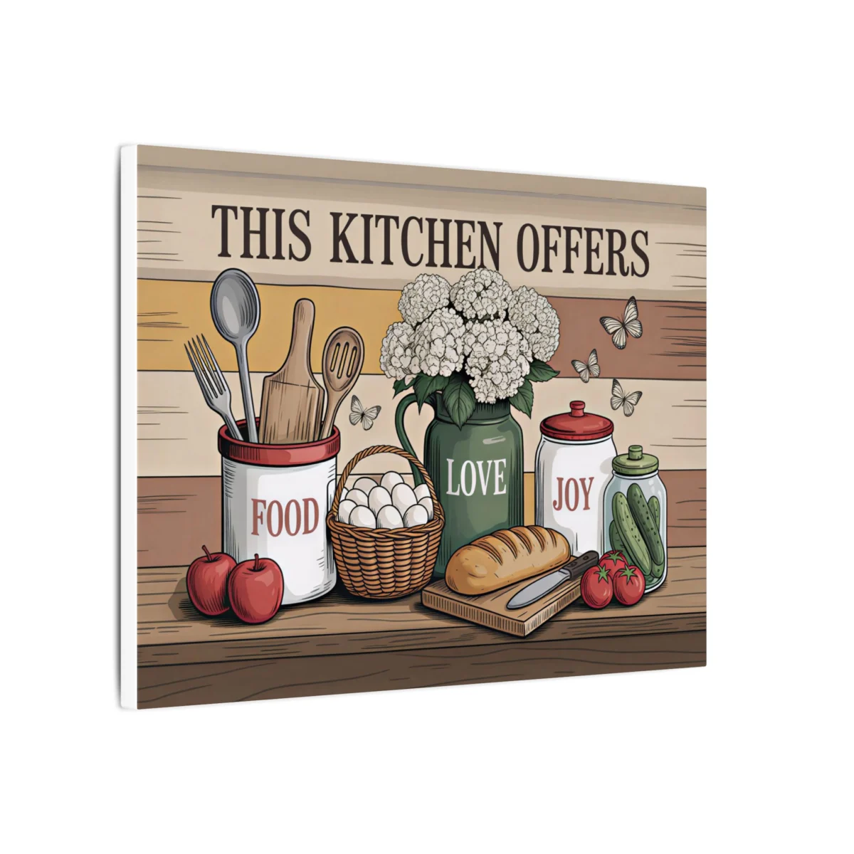 Kitchen Canvas Wall Art — "This Kitchen Offers food, love joy" Rustic Farmhouse Sign