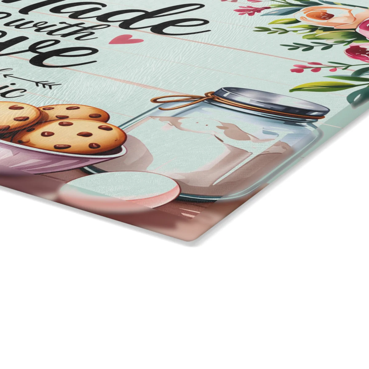 Made with Love Glass Cutting Board – Floral Mom’s Baking Kitchen Decor