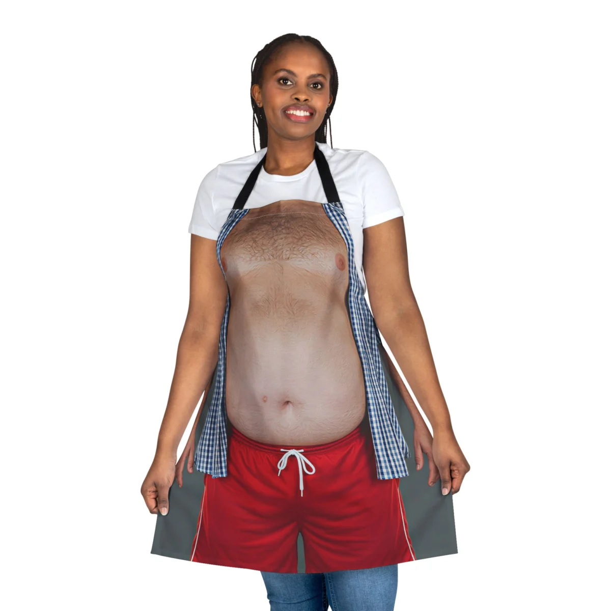 Funny Belly Apron — Realistic Shirt & Shorts BBQ Apron for Grillers & Gag Gifts