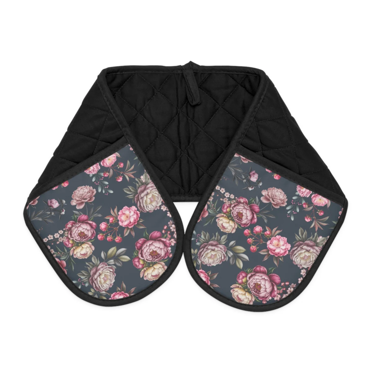 Floral Double Oven Mitt Sleeve — Quilted Heat-Resistant Pot Holder