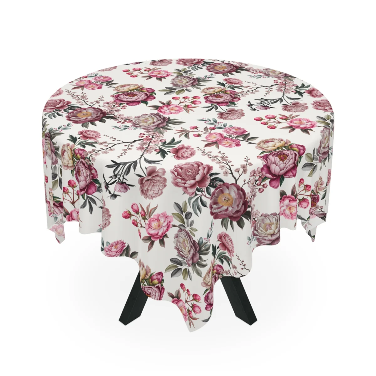 Vintage Pink Floral Tablecloth — Rose Garden Pattern for Spring, Bridal & Tea Parties