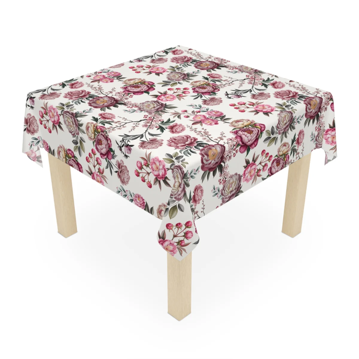 Vintage Pink Floral Tablecloth — Rose Garden Pattern for Spring, Bridal & Tea Parties