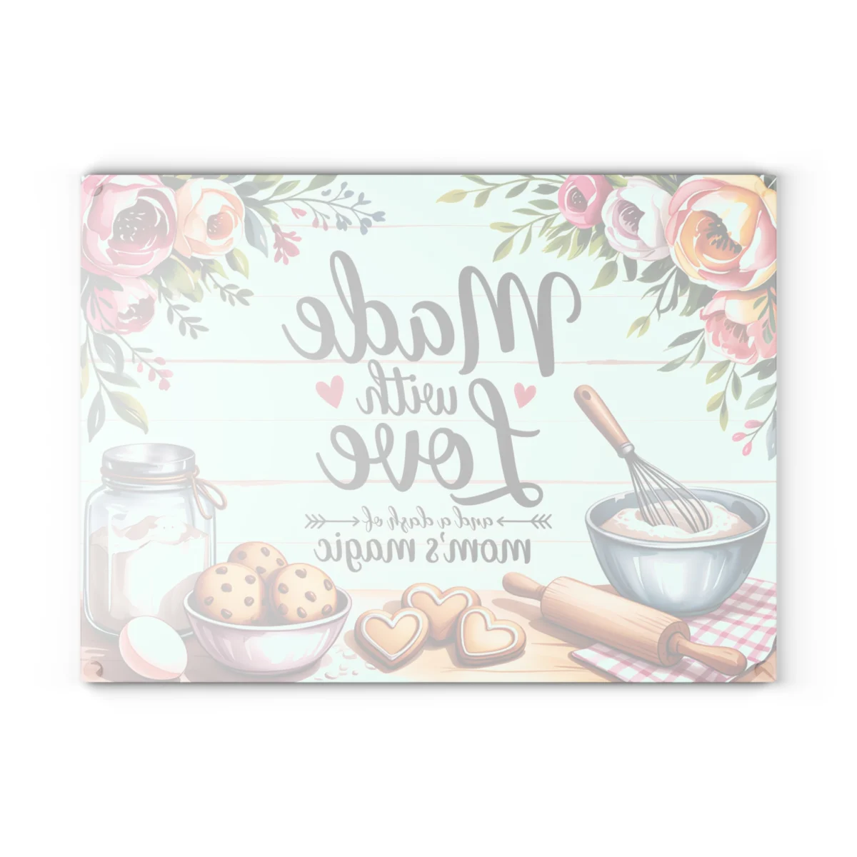 Made with Love Glass Cutting Board – Floral Mom’s Baking Kitchen Decor