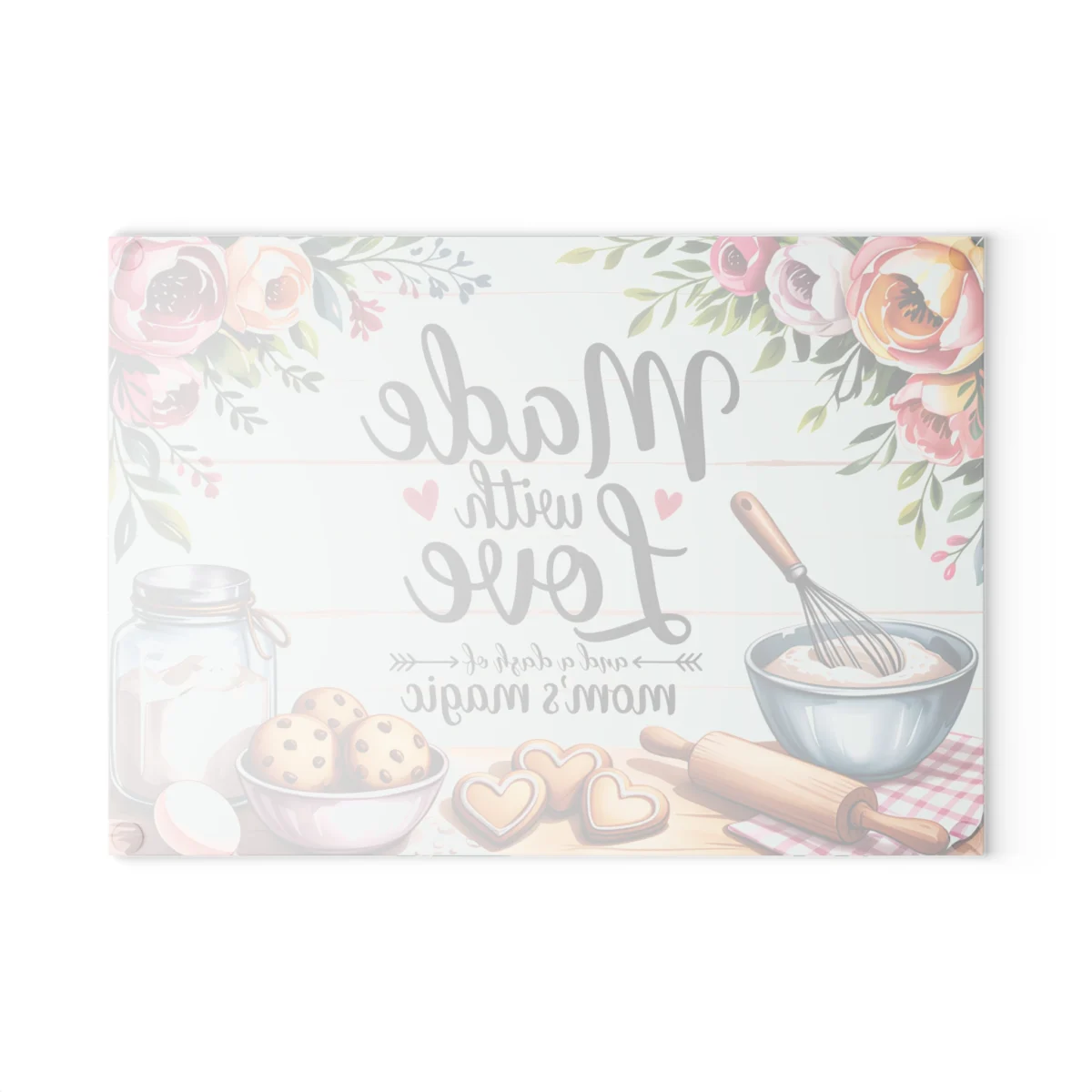 Made with Love Glass Cutting Board – Floral Mom’s Baking Kitchen Decor